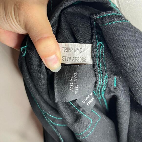 Tripp NYC Black and Green Cargo Pants Baggy with Chains ( Size 3 ) 30" Waist - Picture 4 of 8